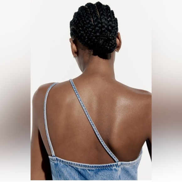 Zara Asymmetric Denim Dress NWT - Picture 4 of 7